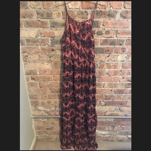 Orange pink print maxi dress - size large - NWT